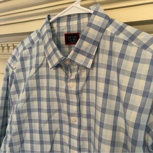 Men's Blue Checkered Shirt Sz Extra Large Slim Fit
